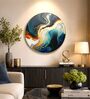 Blue, Teal & Gold Abstract Round Wall Art 15 Inch