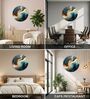 Blue, Teal & Gold Abstract Round Wall Art 15 Inch