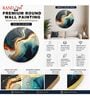Blue, Teal & Gold Abstract Round Wall Art 15 Inch
