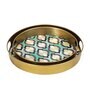 Blue, Violet & White Metal Mosaic (Set of 2) Serving Tray
