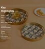 Blue, Violet & White Metal Mosaic (Set of 2) Serving Tray