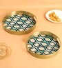 Blue, Violet & White Metal Mosaic (Set of 2) Serving Tray