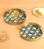 Blue, Violet & White Metal Mosaic (Set of 2) Serving Tray