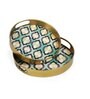 Blue, Violet & White Metal Mosaic (Set of 2) Serving Tray
