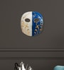Blue- White-Golden Metal 15.74 Inch Elegance Duo Wall Mask