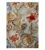 Blue Wool And Viscose Floral 5  x 8  Feet Hand Tufted Carpet