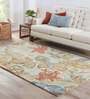 Blue Wool And Viscose Floral 5  x 8  Feet Hand Tufted Carpet