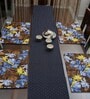 Floral (13x19) Blue & Brown Cotton (Set of 6) Placemat
