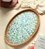 Blue  Cane Oval Serving Tray