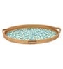 Blue  Cane Oval Serving Tray