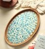 Blue  Cane Oval Serving Tray