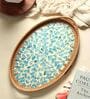Blue  Cane Oval Serving Tray