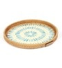 Blue  Cane Round Serving Tray