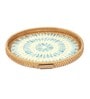 Blue  Cane Round Serving Tray