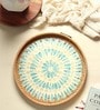 Blue  Cane Round Serving Tray