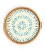 Blue  Cane Round Serving Tray