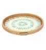 Blue  Cane Round Serving Tray