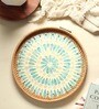 Blue  Cane Round Serving Tray