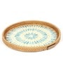 Blue Cane Round Serving Tray (Small)