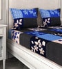 Blue Floral 144 TC Microfiber Double Sized Bedsheet With 2 Pillow Covers