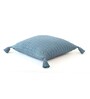 Blue 100% Cotton 16X16 Inches Knitted Cushion Cover With Filler