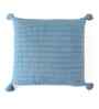 Blue 100% Cotton 16X16 Inches Knitted Cushion Cover With Filler