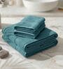 Blue 100% Cotton 380 Gsm Bath Towel 4 Pc