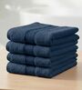 Blue 100% Cotton 400 Gsm Face Towel 4 Pc