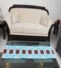 Floral Circles (72x13) Sky Blue & Brown Cotton Table Runner