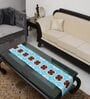 Floral Circles (72x13) Sky Blue & Brown Cotton Table Runner