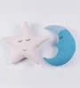 Blue Cotton Start & Moon Shaped Cushions (Set of 2)