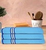 Blue 100% Cotton Patterned 400 GSM Bath Towels (set of 3)