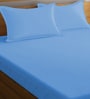 Blue 100% Cotton Single Size Elastic Fitted Bedsheet