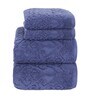 Blue Patterned 550 GSM Cotton Towel Sets (Set of 4)