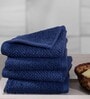 Blue 100% Cotton Solid 550 GSM Face Towels (Set of 4)