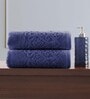Blue 100% Cotton Solid 550 GSM Hand Towels (Set of 2)