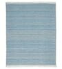 Blue Striped 100% Polyester 4 ft x 6 ft Hand Woven Carpet
