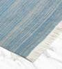 Blue Striped 100% Polyester 4 ft x 6 ft Hand Woven Carpet