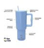 Blue 1200ml Stainless Steel Double Insulated Leak Proof Coffee Tumbler with Lid & Straw
