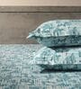 Blue 144TC Cotton Flat Super King Bedsheet with 2 Pillow Covers
