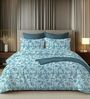 Blue 144TC Cotton Flat Super King Bedsheet with 2 Pillow Covers