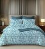 Blue 144TC Cotton Flat Super King Bedsheet with 2 Pillow Covers