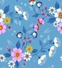 Blue 180 TC Floral Cotton Fitted Double Bedsheet 2 Pillow covers