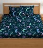 Blue 180 TC Stars Cotton Fitted Double Bedsheet 2 Pillow covers