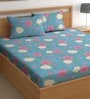 Blue 180 TC Floral Cotton Queen Double Bedsheet 2 Pillow covers