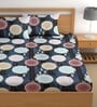 Blue 180 TC Floral Cotton Queen Double Bedsheet 2 Pillow covers