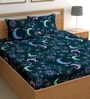 Blue 180 TC Stars Cotton Queen Double Bedsheet 2 Pillow covers