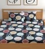 Blue 180 TC Floral Cotton Queen Double Bedsheet 2 Pillow covers