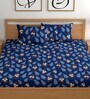 Blue 180 TC Floral Cotton Queen Double Bedsheet 2 Pillow covers