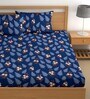 Blue 180 TC Floral Cotton Queen Double Bedsheet 2 Pillow covers